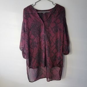 George Sheer high-low Quarter Button Top sz XL